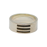 Sterling Silver Oxidised Stripe Pattern Wedding Band Ring Vintage c1990 Size Q