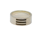 Sterling Silver Oxidised Stripe Pattern Wedding Band Ring Vintage c1990 Size Q