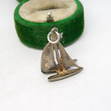 Sterling Silver Sailing Ship Yacht Charm Pendant Vintage c1970