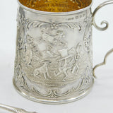 Victorian Sterling Silver Nursery Rhyme Christening Set Antique Birmingham
