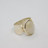 Sterling Silver Cabochon Moonstone Chunky Studio Ring Vintage c1990 Size T 1/2