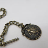 19th Century Silver Plated Albert Watch Chain & French .900 Silver Coin Fob