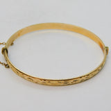 9ct Gold on Bronze Core Floral Pattern Bangle Bracelet Antique c1930s