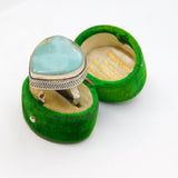 Sterling Silver Chunky Larimar Peardrop Statement Ring Vintage c1970 Size O