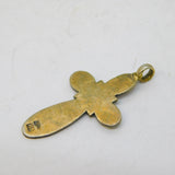 Russian Sterling Silver Gilt & Enamel Orthodox Cross Pendant Antique c1920