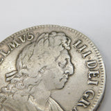 King William III Silver 3rd Bust 1696 Crown Coin Antique Fine Condition