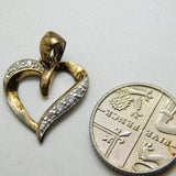 Sterling Silver and Diamante Heart Charm Pendant Vintage c1970