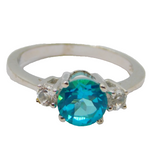 Sterling Silver Blue & White Sapphire Dress Ring Vintage c1970 Size N