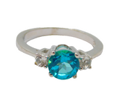 Sterling Silver Blue & White Sapphire Dress Ring Vintage c1970 Size N