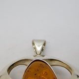 Studio Jewellery Large Sterling Silver & Baltic Amber Drop Pendant Vintage c1990