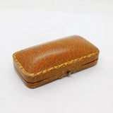 Edwardian Brown Tooled Leather Jewellery Brooch Box Antique c1910s