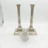 19th Century Large Pair of Silver Plated Column Candlesticks Antique Sheffield
