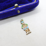 Sterling Silver Enamel German Lederhosen Man Charm Pendant Vintage c1970