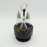 George III Sterling Silver & Treen Rotating Cruet Set Antique 1793 London