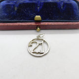 Sterling Silver 21st Birthday Charm Pendant Vintage c1970