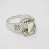 Sterling Silver Green Tourmaline & White Sapphire Ring Vintage c1970 Size N 1/2