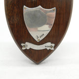 Art Deco Sterling Silver Mounted Carved Wooden Presentation Shield Antique 1928