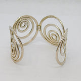 Sterling Silver Textured Circles Chunky Open Cuff Bangle Bracelet Vintage c2000