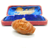 Chinese Export Victorian Carved Almond Nut Face Bead Pendant Antique c1900