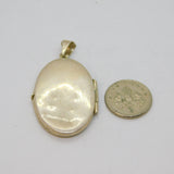 Sterling Silver Floral Pattern Oval Double Locket Pendant Vintage c1970s