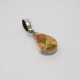Sterling Silver Miniature Flowers Resin Peardrop Charm Pendant Vintage c1970