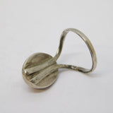 Studio Sterling Silver Cabochon Moss Agate Statement Ring Vintage c1980