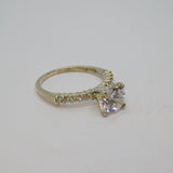 Sterling Silver Round Paste Solitaire Engagement Ring Vintage c1970 Size P