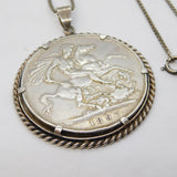 Queen Victorian 1897 Diamond Jubilee Crown Coin Medallion Necklace Antique