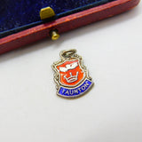 Sterling Silver and Enamel Taunton Travel Shield Charm Pendant Vintage c1970