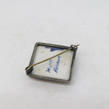 Sterling Silver Mounted Delft Ceramic Dutch Brooch Antique c1930 Art Deco