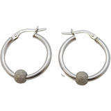 Italian 9ct White Gold Modernist Hoop Earrings Vintage c1990s