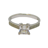 Sterling Silver CZ Sparkling Dress Ring Vintage c1990 Size T