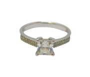 Sterling Silver CZ Sparkling Dress Ring Vintage c1990 Size T