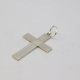 Sterling Silver Textured Patterned Cross Charm Pendant Vintage c1970