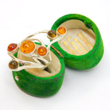Sterling Silver Multi-Colour Baltic Amber Studio Style Ring Vintage c1970 Size K