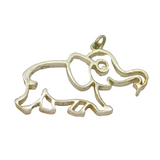 Sterling Silver Novelty Elephant Outline Charm Pendant Vintage c1970s