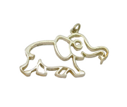 Sterling Silver Novelty Elephant Outline Charm Pendant Vintage c1970s
