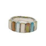Sterling Silver Dyed Shell Chunky Dress Band Ring Contemporary c2000 Size S 1/2