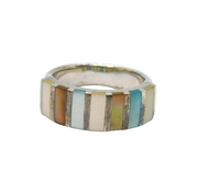 Sterling Silver Dyed Shell Chunky Dress Band Ring Contemporary c2000 Size S 1/2