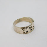 Sterling Silver Mexican Cave Painting Style Studio Ring Modern c1990 Size R