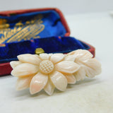 Chinese Carved Angel Coral Flower Buckle Antique c1890 Victorian