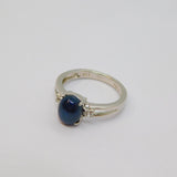 Sterling Silver Star Sapphire Cabochon Dress Ring Vintage c1970 Size N