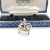Sterling Silver Traditional Spinning Wheel Charm Pendant Vintage c1970