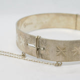 Sterling Silver Cross Pattern Cuff Bangle Bracelet Vintage 1966 London