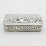 Edwardian Sterling Silver Sailing Scene Snuff Box Antique 1906 Birmingham