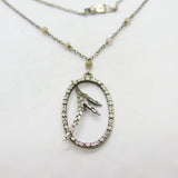 Sterling Silver Sweetheart Wheat Sheaf Pendant Necklace Antique c1920 Art Deco
