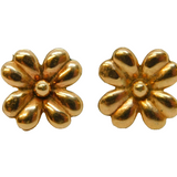 9ct Yellow Gold Four-Leaf Lucky Clover Stud Earrings Vintage 1959 London
