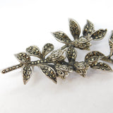 Sterling Silver Marcasite Set Leaf Pattern Brooch Pin Antique c1930 Art Deco