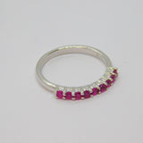 Sterling Silver 9 Pink Sapphire Half Eternity Band Ring Vintage c1970 Size N