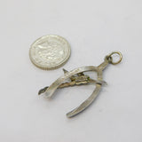 Sterling Silver Lucky Wishbone Charm Pendant Vintage c1970s